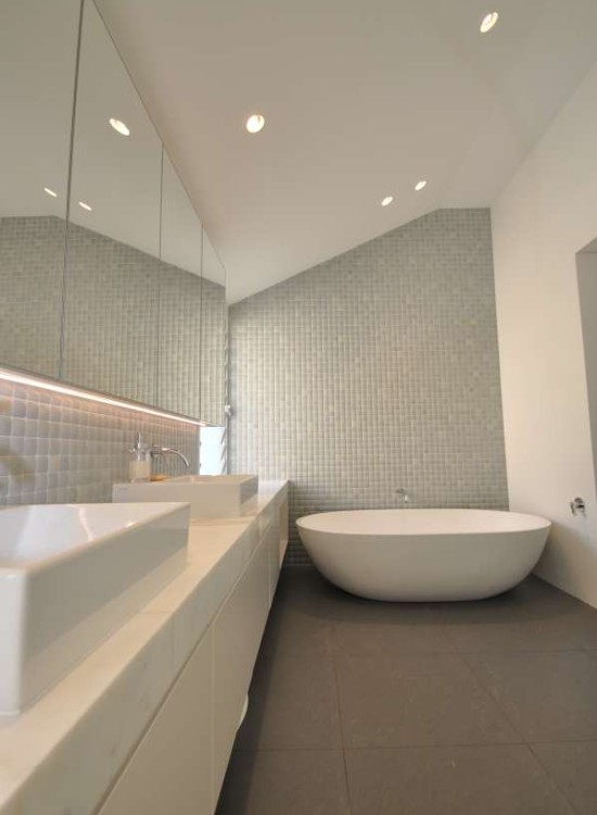 Mosman Bathroom with tiled wall and large bath