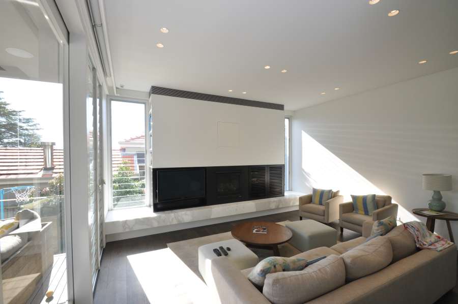 Mosman House Livingroom with lounges and room for wall hung tv