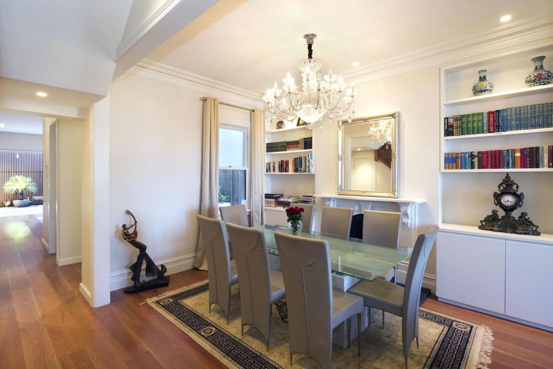 Waiwera Dining Room with chandelier